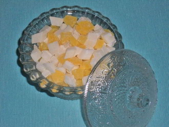 Рецепт цукатов из кокоса и ананаса