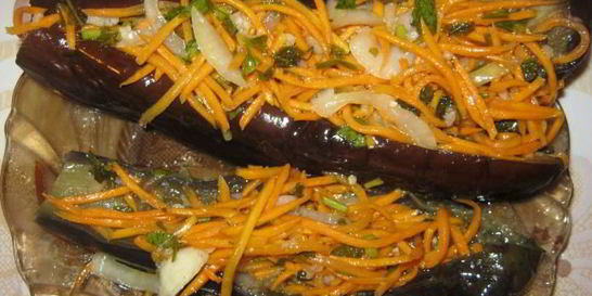 Баклажаны с морковью по-корейски