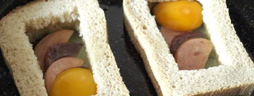 горячие бутерброды с колбасой и яйцом. Шаг 6