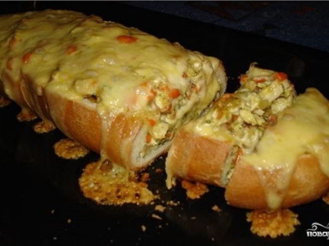 Рецепт фаршированного батона в духовке