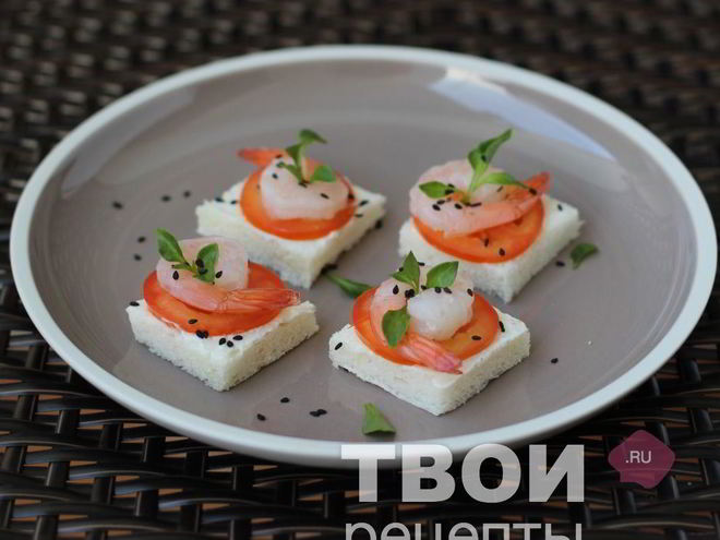 Рецепт канапе с креветками