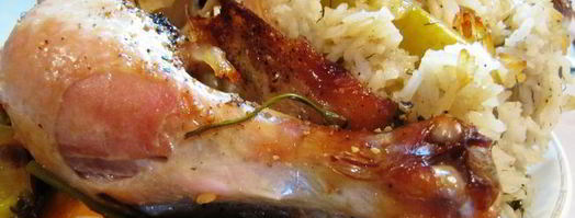 курица, маринованная в соевом соусе, с рисом и яблоком. Шаг 2