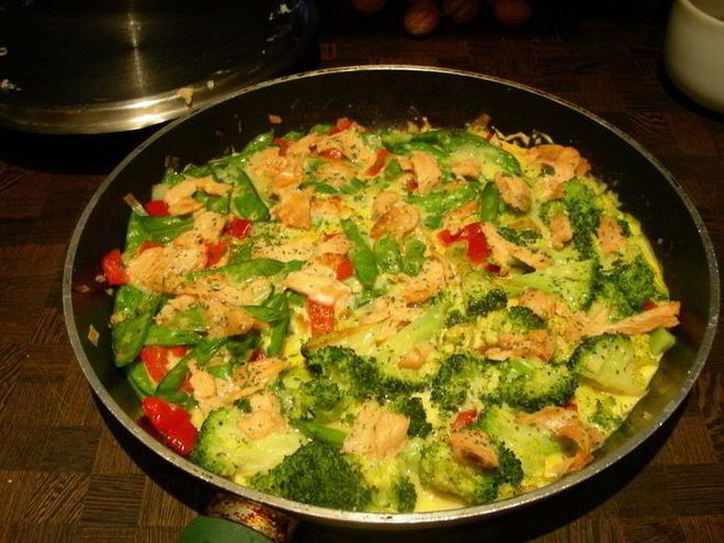 Рецепт фриттаты с брокколи и копченым лососем