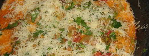 фриттата с кабачками, помидорами, зеленью и пармезаном. Шаг 3