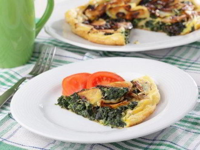 Рецепт фриттаты со шпинатом, луком и картофелем