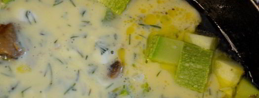 омлет на сметане с шампиньонами и кабачками. Шаг 4