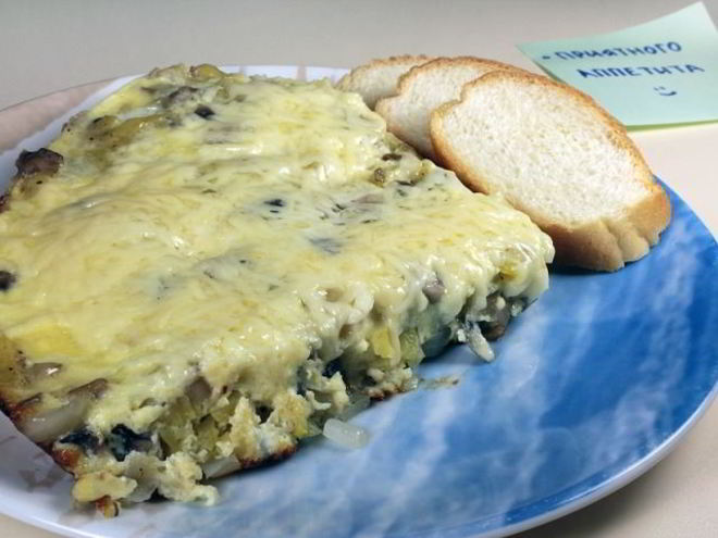 Рецепт омлета с грибами и картофелем