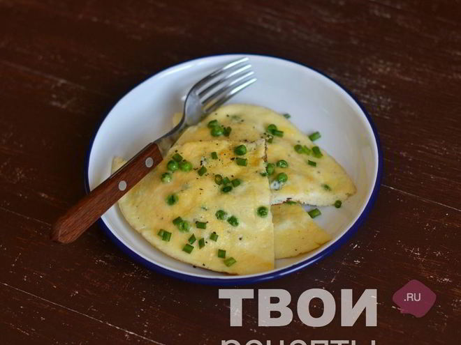 Рецепт омлета с зеленым горошком и сыром