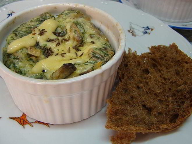 Рецепт омлета с зеленью и грибами