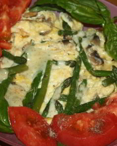 Омлет со спаржей и шампиньонами