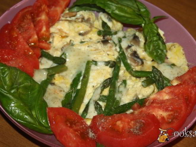 Рецепт омлета со спаржей и шампиньонами