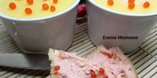 Паштет из семги с красной икрой и белым вином