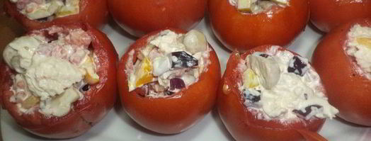 помидоры, фаршированные курицей, перцем и консервированными шампиньонами. Шаг 5