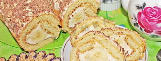 бисквитный рулет с бананом. Шаг 14