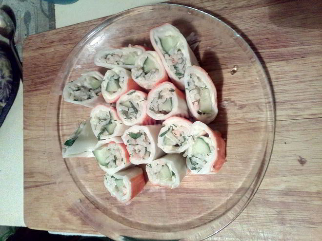 Рецепт крабовых рулетиков с рисом