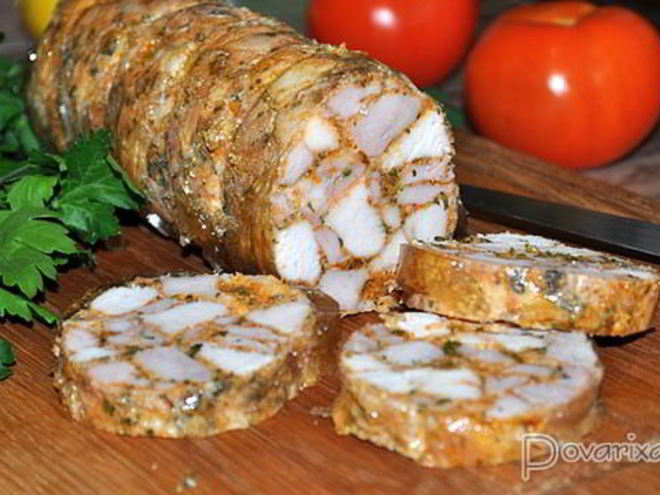Рецепт куриного рулета мраморного