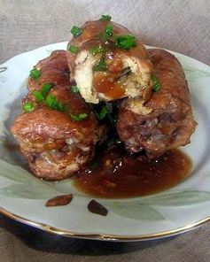 Куриный рулет с сыром и яблоком