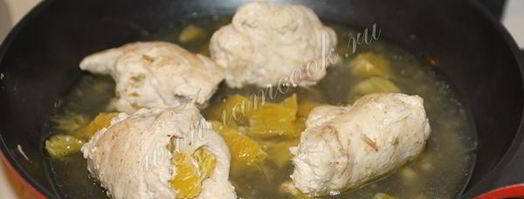 куриные рулетики с апельсиновой начинкой. Шаг 7