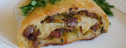 мекленбургский картофельный рулет с начинкой из мяса и зелени. Шаг 13