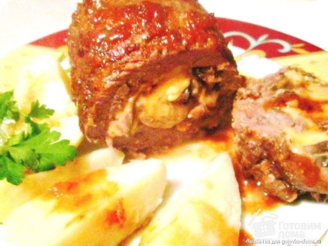 Рецепт мясного рулета в медово-апельсиновом соусе