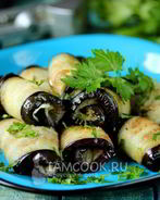 Острые рулетики из баклажанов