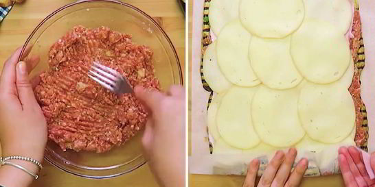 Рулет из фарша и баклажанов