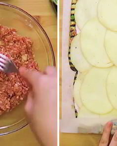 Рулет из фарша и баклажанов
