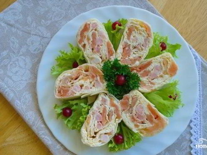 Рецепт рулета из лаваша с креветками