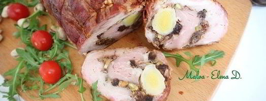 рулет из свинины с вяленой брусникой и пореем. Шаг 18