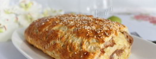 рулет с фаршем и сыром. Шаг 9