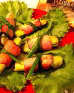 Рулетики-букетики под сыром Джюгас