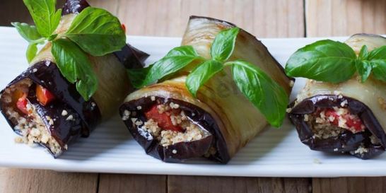 Рулетики из баклажанов с грецкими орехами
