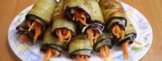 рулетики из баклажанов с морковкой и чесноком. Шаг 7