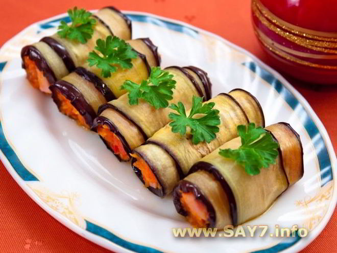 Рецепт рулетиков из баклажанов