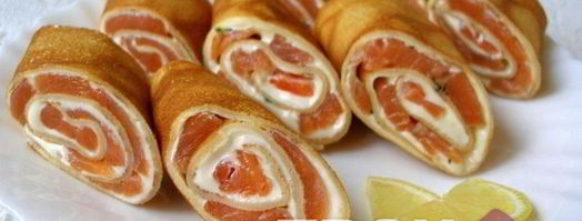 рулетики из блинов с лососем. Шаг 4