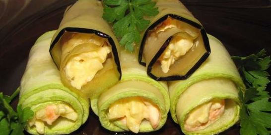 Рулетики из кабачков и баклажанов