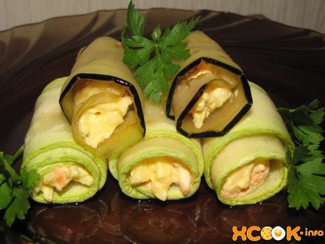 Рецепт рулетиков из кабачков и баклажанов