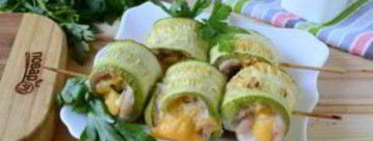 рулетики из кабачков с куриной грудкой. Шаг 7