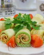 Рулетики из кабачков с морковью и грецкими орехами
