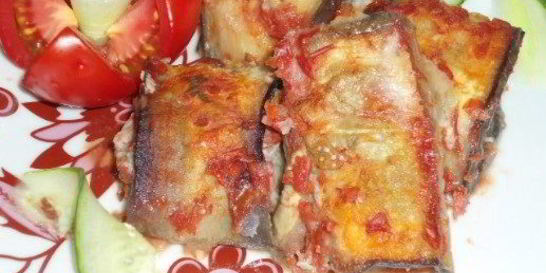 Рулеты из баклажанов с мясом