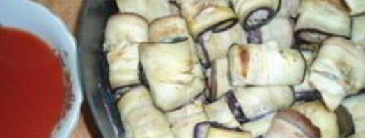 рулеты из баклажанов с мясом. Шаг 7