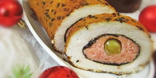 Рыбный рулет с оливками