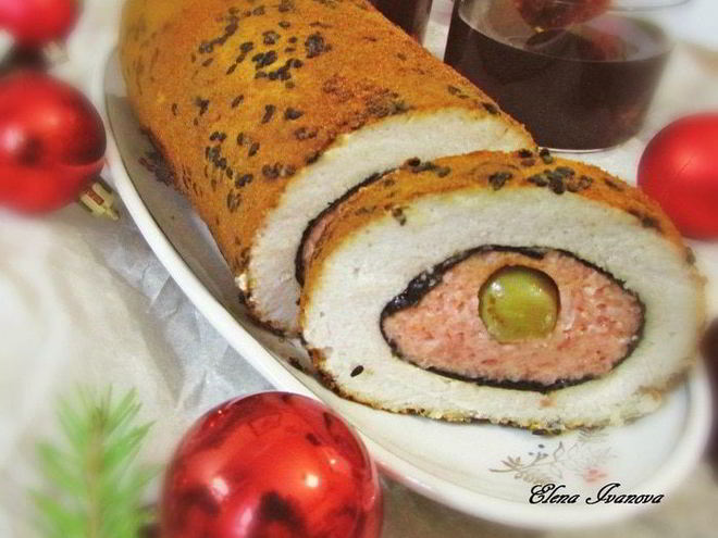 Рецепт рыбного рулета с оливками