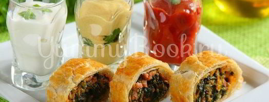 слоеный рулет со шпинатом и ветчиной. Шаг 5