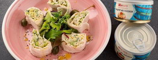 закусочные рулетики с паштетом из лосося. Шаг 7