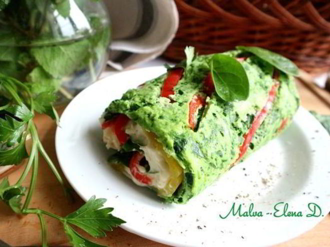 Рецепт зеленого рулета с креветками и болгарским перцем