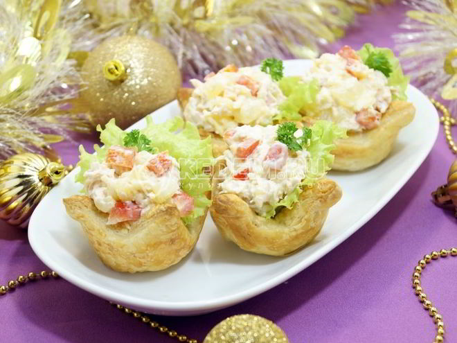 Рецепт тарталеток из слоеного теста