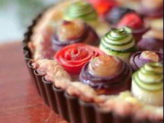 Рецепт овощного тарта с рикоттой мозаика