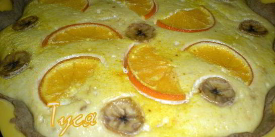 Ржаной тарт с апельсином и бананом