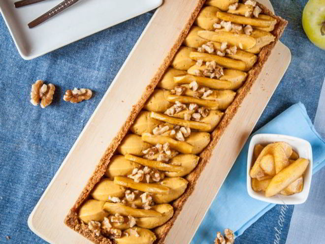 Рецепт тарта с карамельным кремом и яблоками